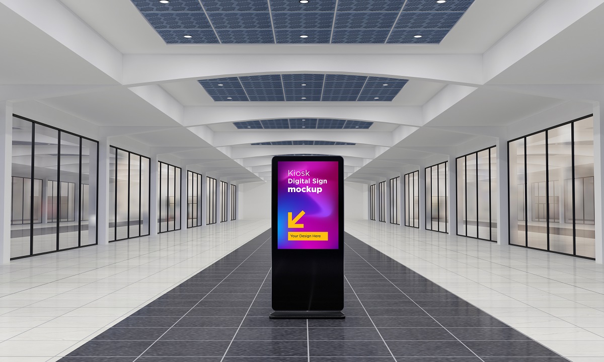 Totem and Kiosk Digital Signage 3d Rendered Mockup