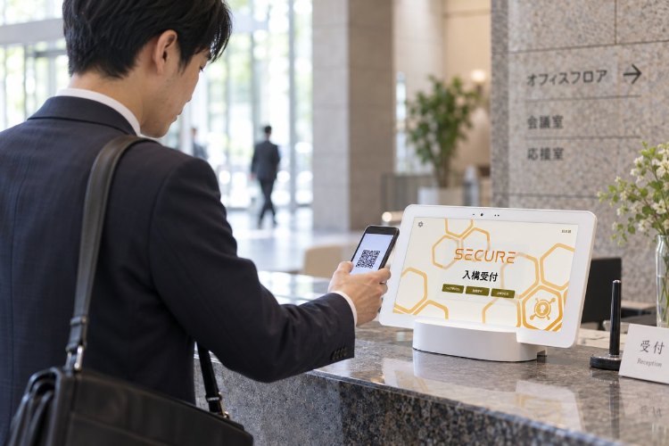 自社ビル・本社オフィス:当日の記帳・入館証の受け渡しにかかる工数を削減